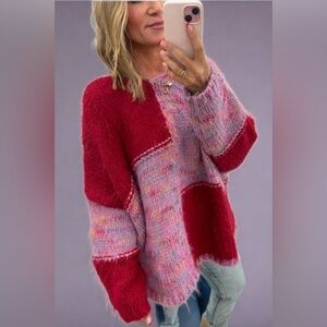 Label of Love Fluffy Patchwork Sweater Australia NWT Oversized Size M/L